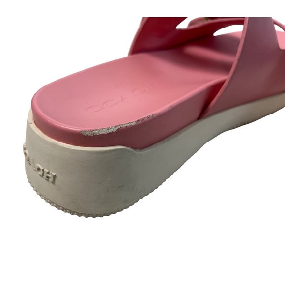 Coach Women’s Pink Double Buckle Sliders Sandazls Sz 6 - Picture 9 of 11